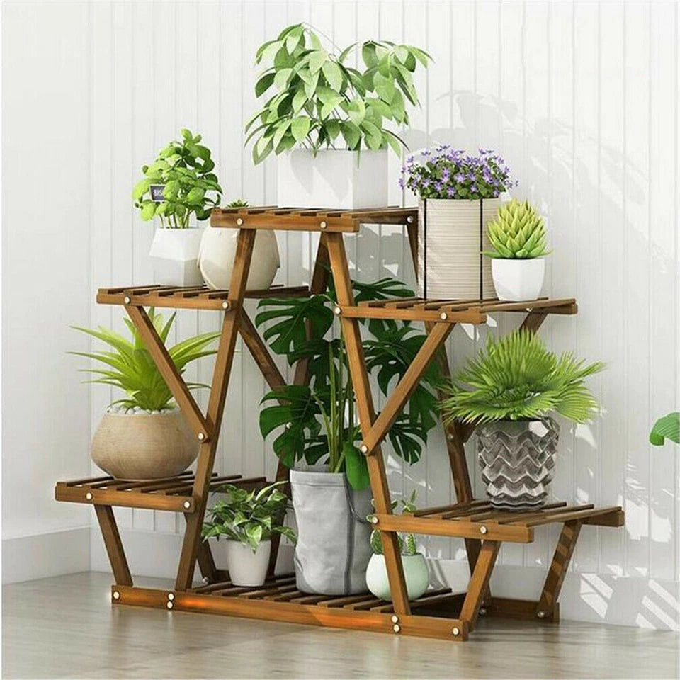 Upgraded Thick Wood Indoor Plant Stand with Flower Planter Shelves