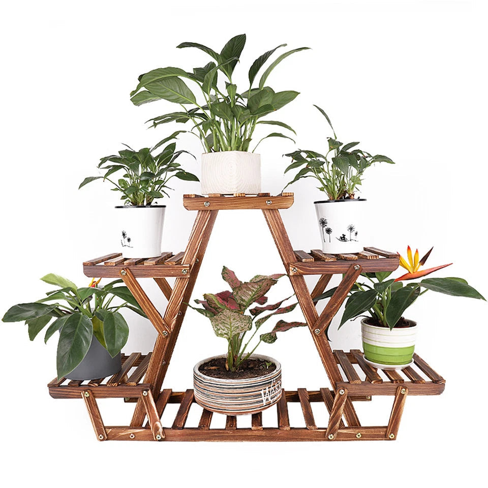 Upgraded Thick Wood Indoor Plant Stand with Flower Planter Shelves