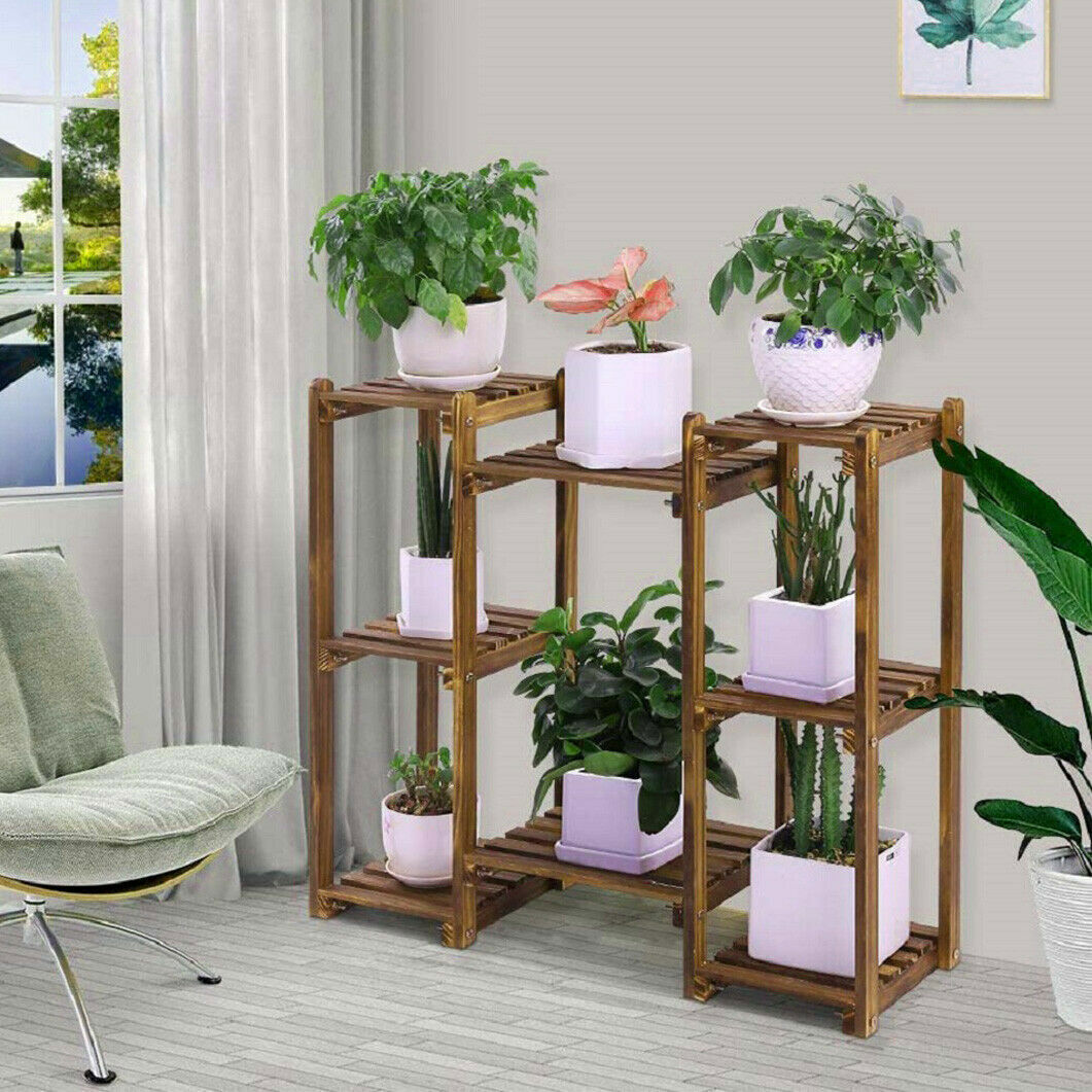Detachable Diy Wood Plant Stand Pots Organizer Rack Multifunctional Shelf Decor