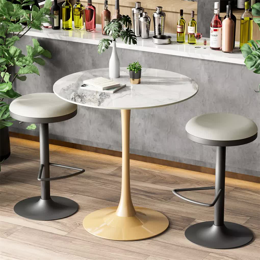 Heavy Duty High Bar Table-Glossy Jade Top+Gold legs