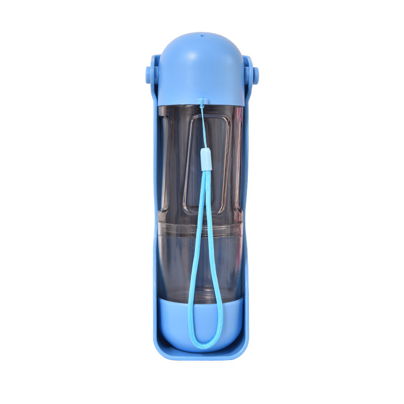 2-in-1 Portable Pet Water and Food Bottle - Leak-Proof Design with Water Lock and Easy Dispenser,300ml Water+200ml food feeder Blue Colour