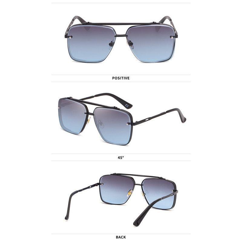 Grey Blue Sunglasses,Fashionable Men's Metal, UV400 Gradient Lenses for Timeless Style