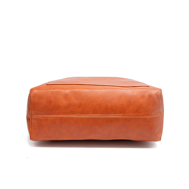 Vintage Genuine Leather Tote Bag - Stylish and Spacious Everyday Shoulder Bag (Black)