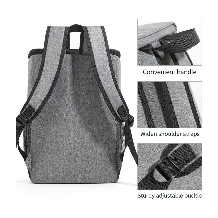 Insulated Cooler Backpack- Stylish Portable Fresh-keeping Picnic Outdoor Backpack and Travel Bag 18L (Black)