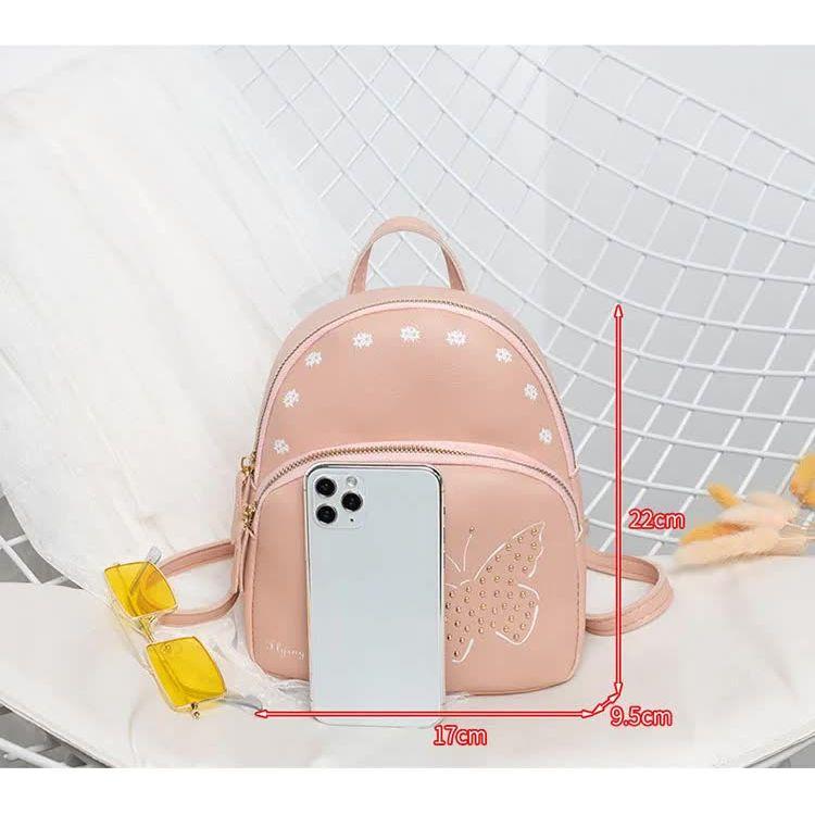 Mini Faux Leather Backpack with Butterfly Design -Purple Cute Backpack for Girls