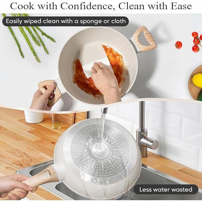 YEJ 12-Piece Non-Stick Complete Cookware Set | Pots, Pans & Utensils (Black)