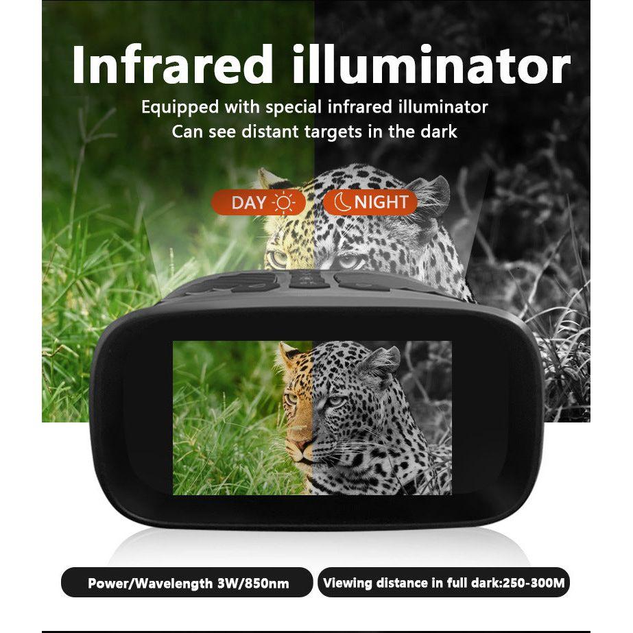 Green Digital Night Vision Binoculars - 3.0'' IPS Screen, 10X Optical Zoom, 2.5K Video Recording, Infrared for 300m Range