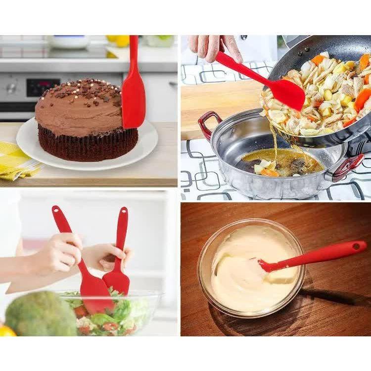 6-Piece Silicone Kitchen Utensil Set - Heat Resistant Baking Tools with Spatulas, Spoon, and Brush (Pink)(2 set/ 12PCS)