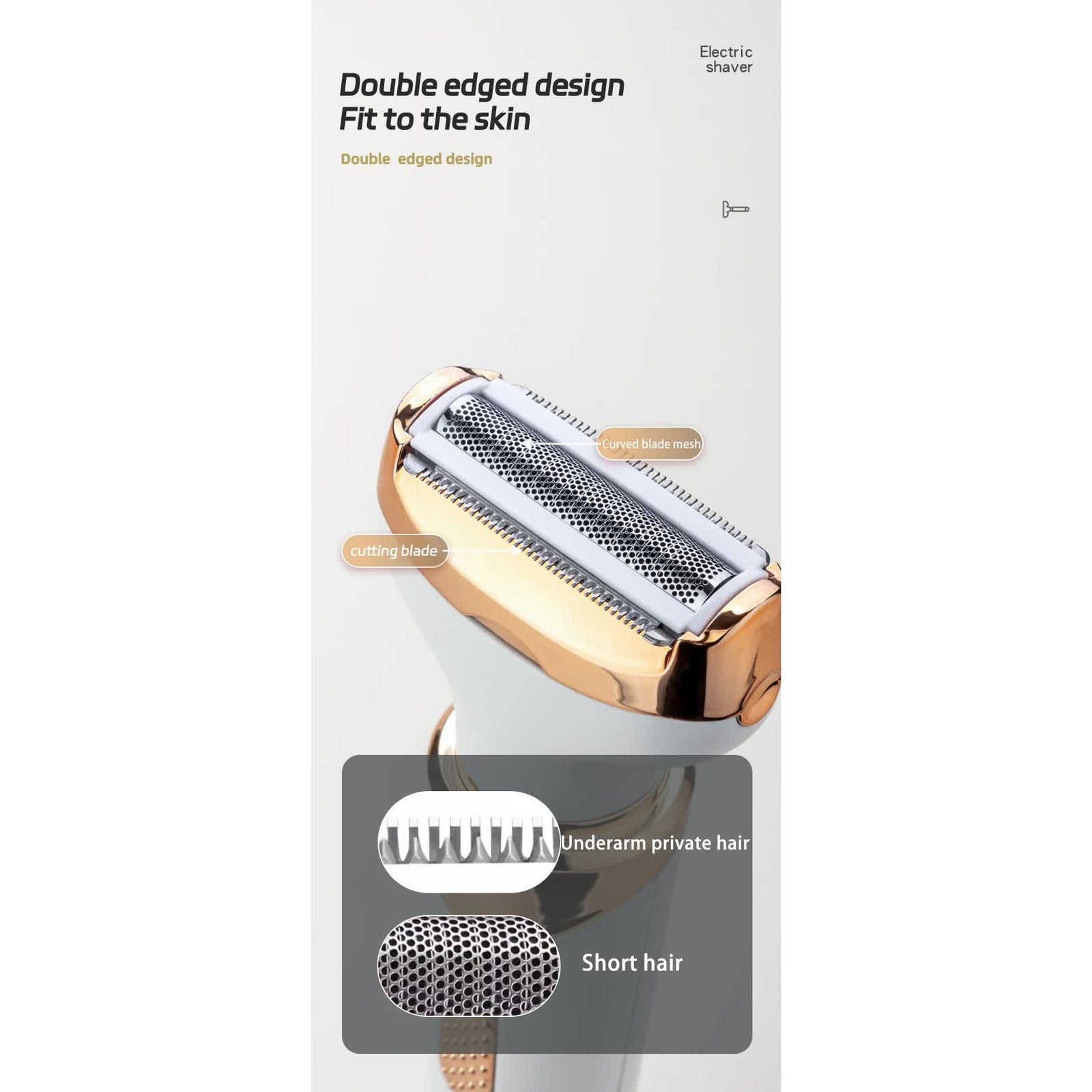 Women's 4-in-1 Electric Hair Removal Razor for Sensitive Areas - Underarm, Bikini Line & Body Grooming (3021 white)