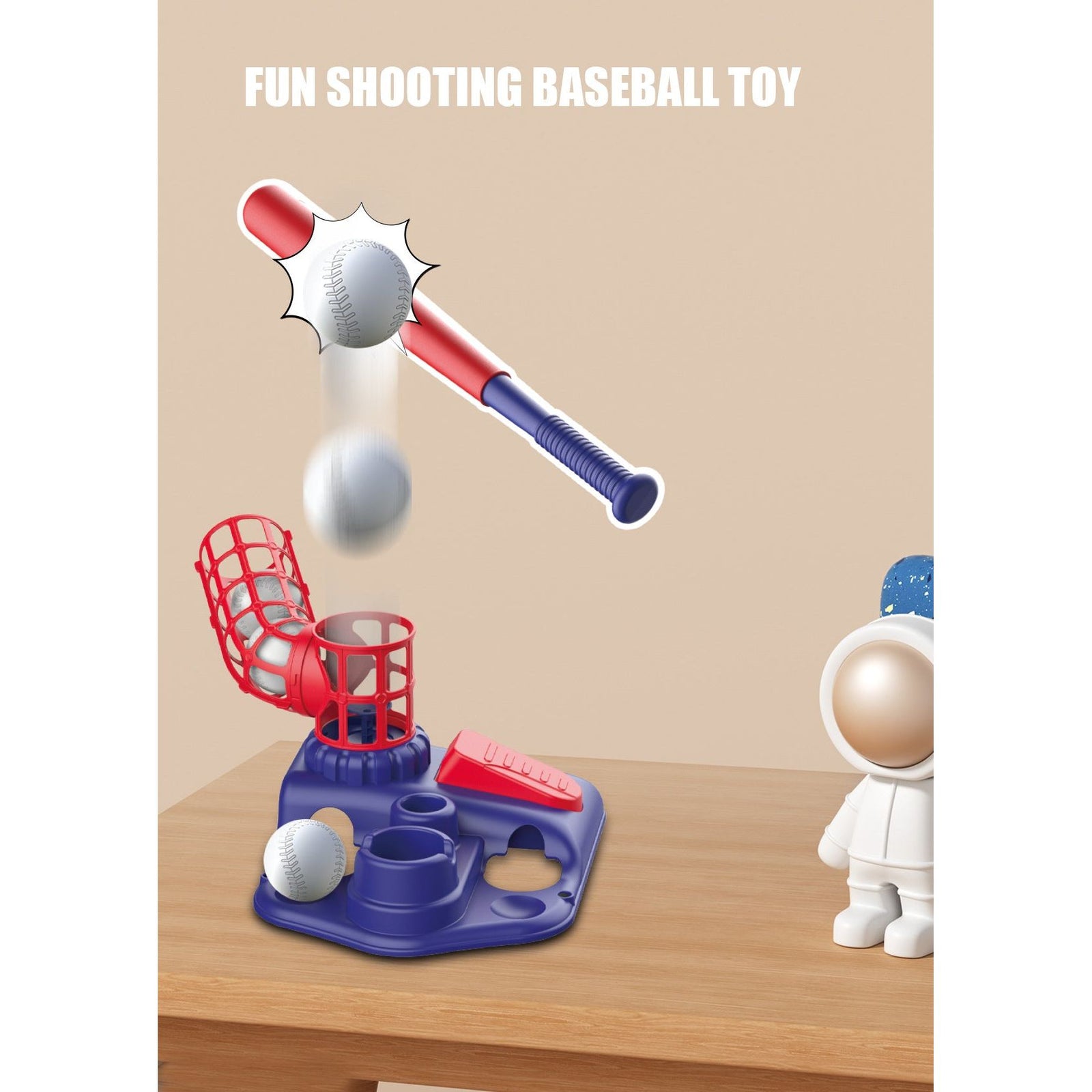 Blue Pedal Serve Drill Baseball Pitching Training Toy Set - Outdoor Parent-Child Softball Batting Practice Kit
