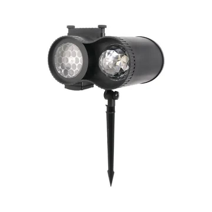 Ground Insert Outdoor Waterproof Lawn Dual-Tube Projection Light - LED Halloween & Christmas Dynamic Water Ripple Animation, Replaceable 12 Slides, Stake or Stand Mountable