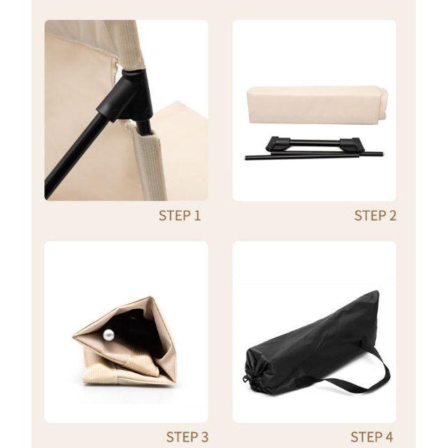 Black Outdoor Folding Lawn Chair with Backrest – Lightweight, Portable Camping Chair, Beach & Park Recliner, Easy-to-Carry for Relaxing Outdoors