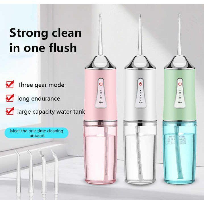 White Electric Portable Water Flosser - Smart 4-Head Oral Irrigation Teeth Cleaner, Pulse Cleaning for Home Use