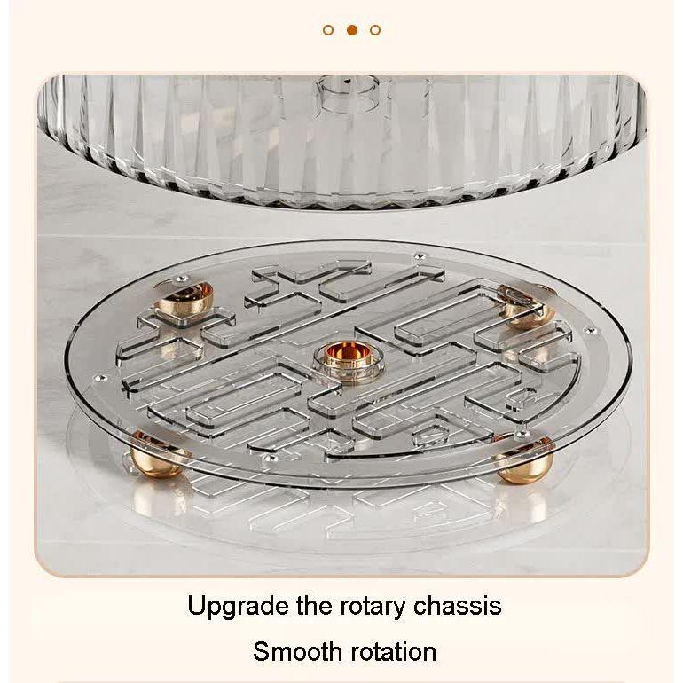 Green Luxury Rotating Storage Rack - Transparent Spice Organizer & Condiment Holder for Kitchen and Living Room, Desktop Rotating Tray for Efficient Storage