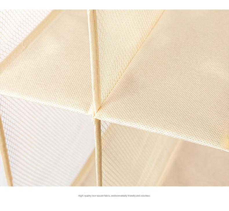 Beige Hanging Dustproof Storage Bag - Multi-Layer Organizer for Bags, Clothes & Accessories, 4-Tier Non-Woven Fabric