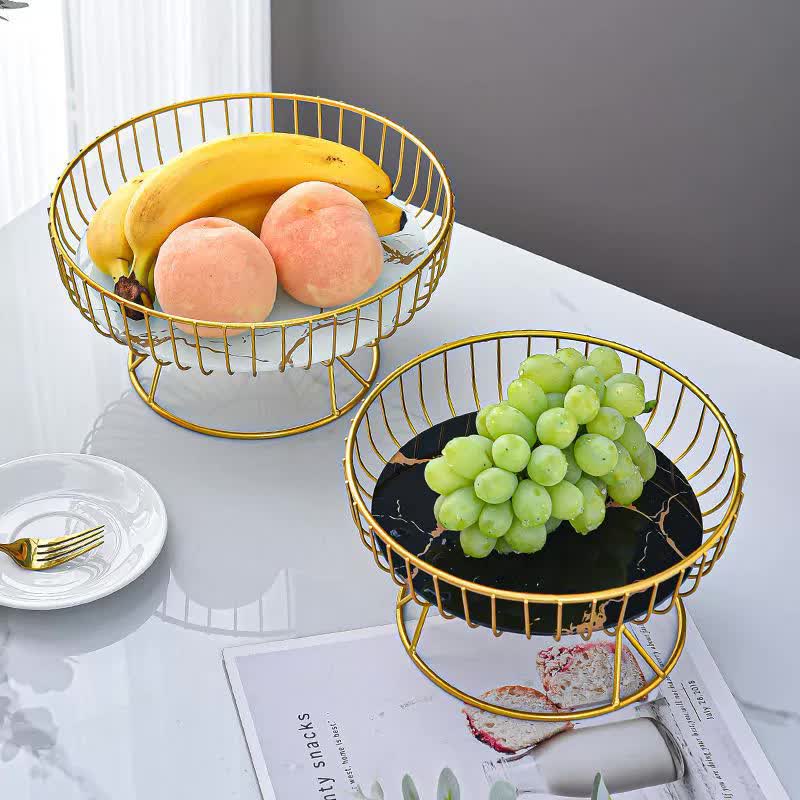 Elegant Iron Art Glass Serving Tray(White Glass) – Round Design with Gold Finish