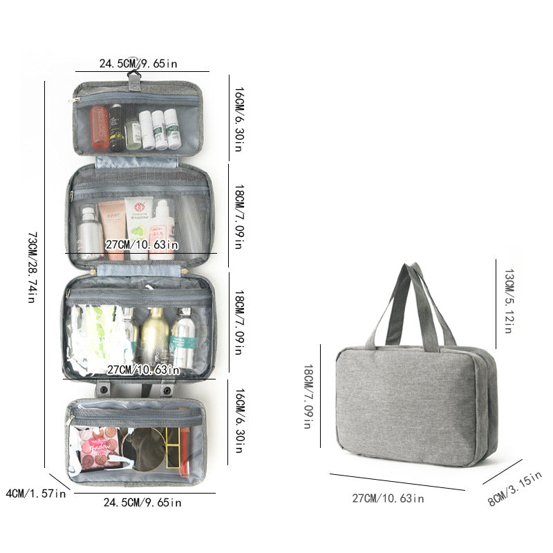 Green Multipurpose Portable Travel Toiletry Bag - Waterproof Cosmetic Organizer with Zipper