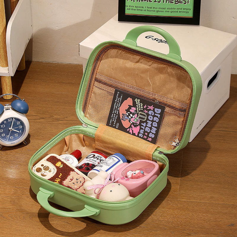 Beige 14-inch Mini Handheld Luggage Case - Stylish Makeup and Storage Box with ABS Shell