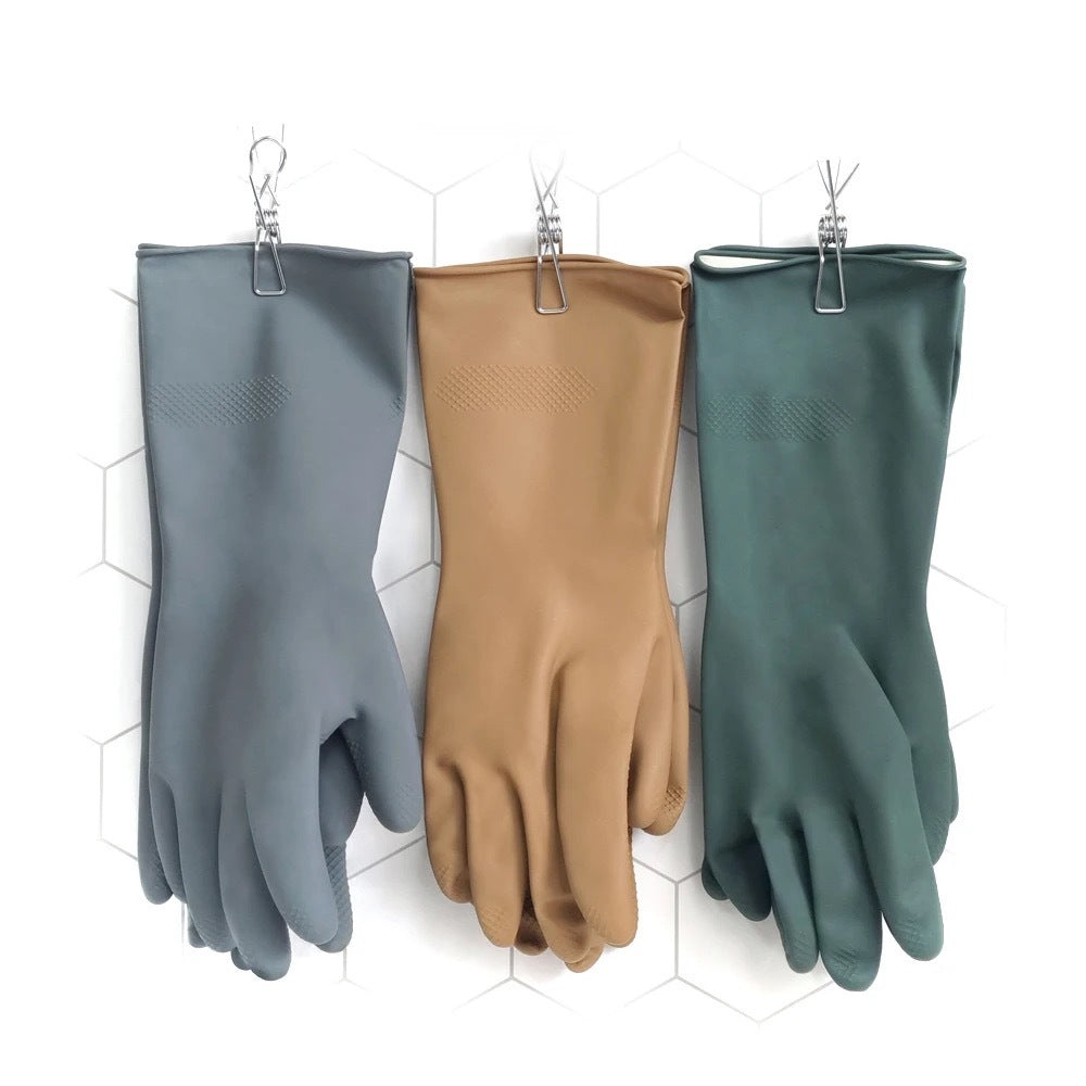 Blue Set of 3 Pairs of Durable Rubber Gloves - Waterproof, Comfortable, Ideal for Household and Cleaning Tasks