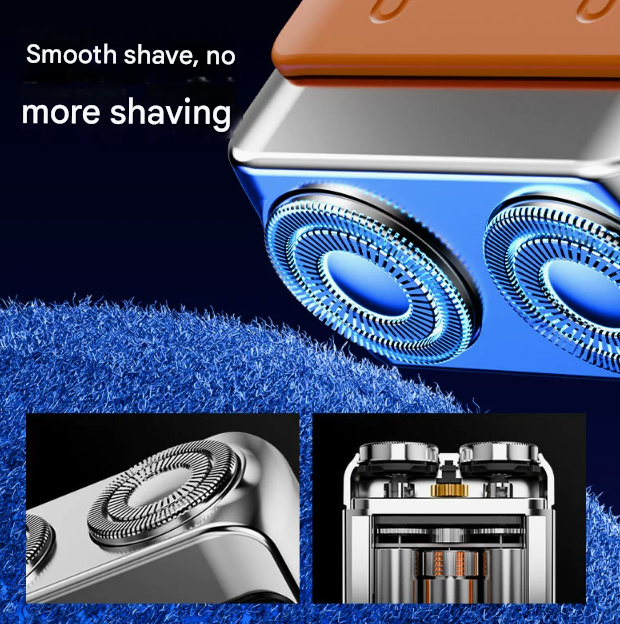 Blue Electric Shaver - Compact and Portable, USB Rechargeable with Digital Display, Ergonomic Design