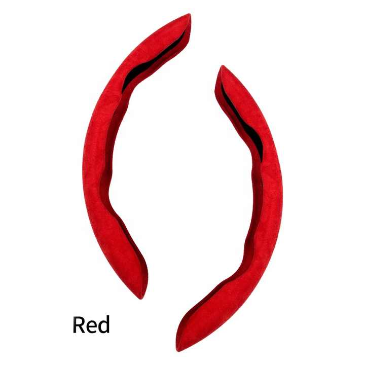 2 PCS Red Steering Wheel Cover - Soft and Comfortable, Fits 38cm Diameter Steering Wheels
