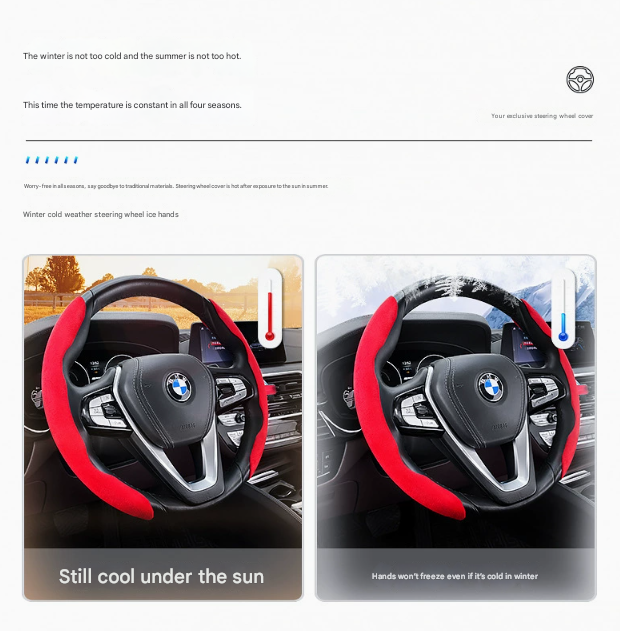 2 PCS Red Steering Wheel Cover - Soft and Comfortable, Fits 38cm Diameter Steering Wheels