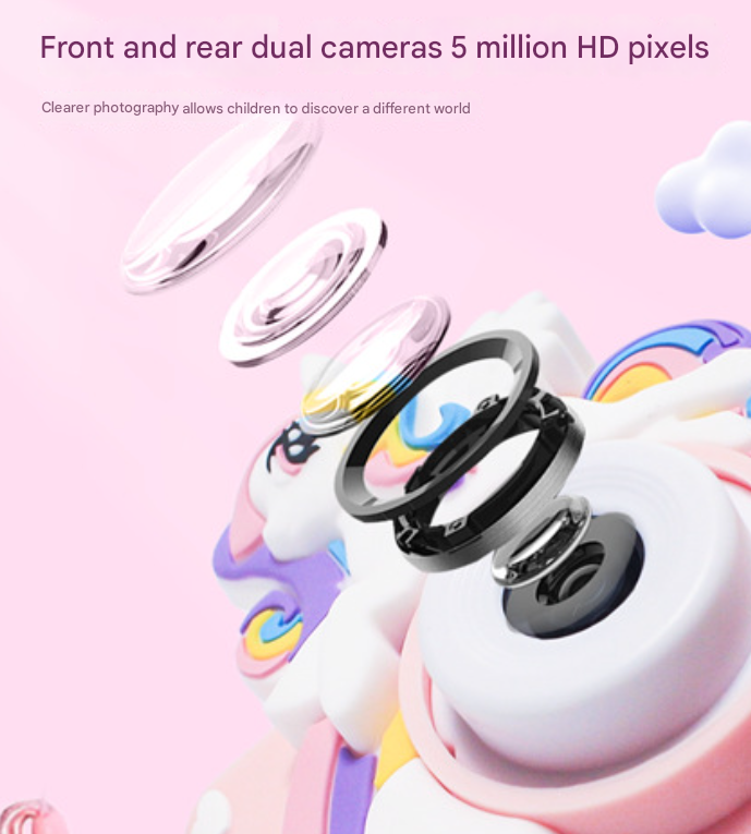 Blue Cat Cute Kids Digital Camera - Cat-Themed HD Camera with 32GB Memory Card