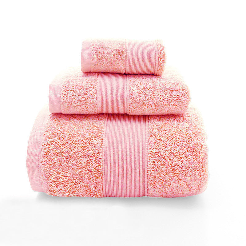 Pink Luxury 100% Cotton Towel Set - 3-Piece Combed Cotton Bath Towel Set