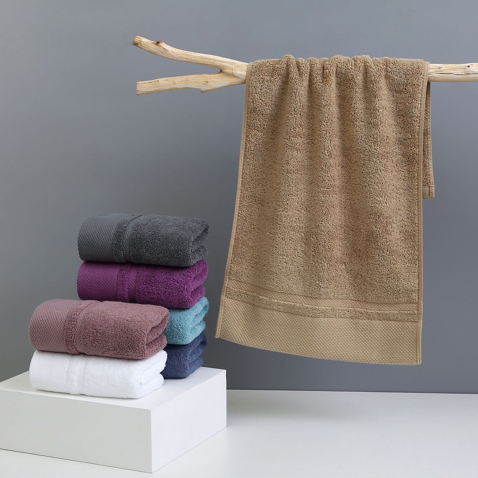 Purple Luxury 100% Cotton Face Towel Set - 3-Piece Thick & Absorbent Towels