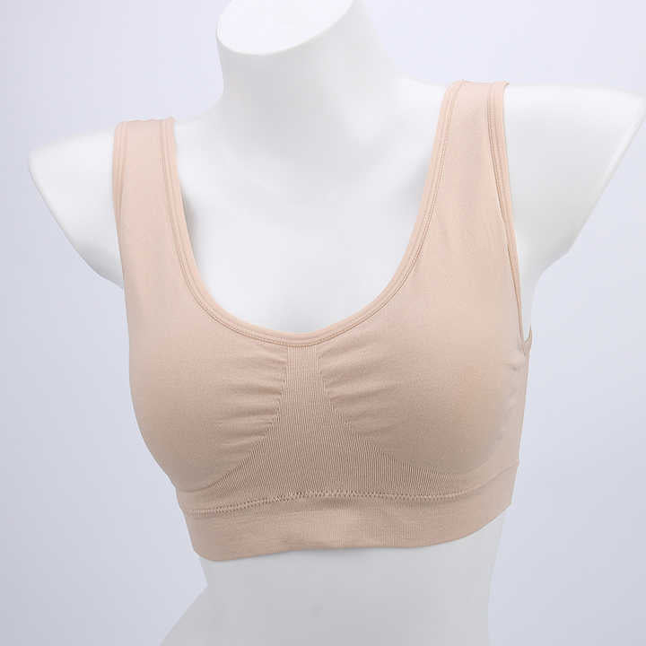 L Brown Seamless High-Waist Ribbed Bra & Panty Set - Wireless Stretchy Underwear