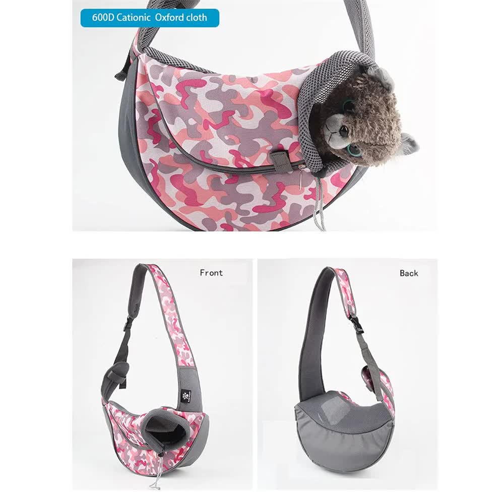 Size L Pink Lightweight Single Shoulder Pet Sling Bag - Stylish Durable Oxford Fabric Carrier