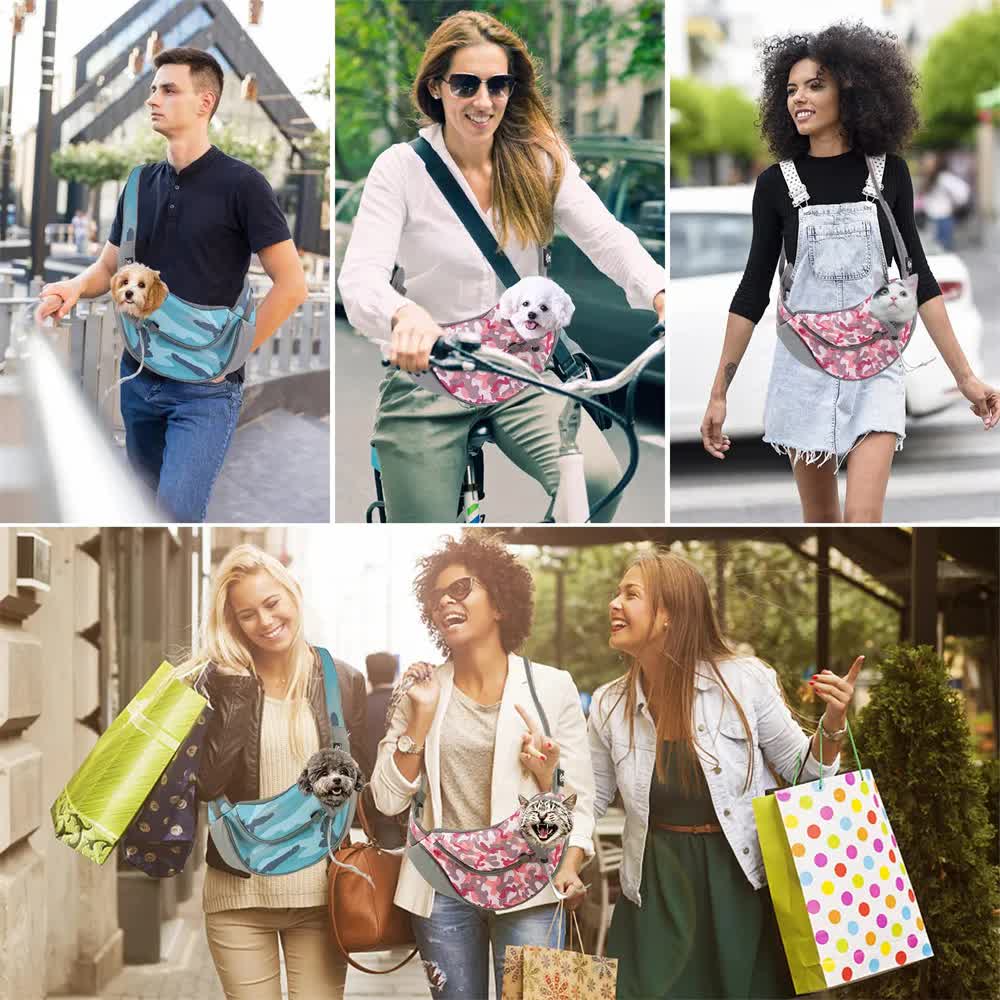 Size L Pink Lightweight Single Shoulder Pet Sling Bag - Stylish Durable Oxford Fabric Carrier