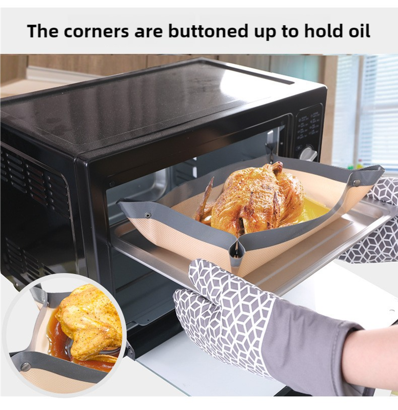 2-piece set (Gray Edge Yellow Background + Red Edge White Background) Non-stick Silicone Baking Mat for Oven & Microwave | Reusable, Thickened Fiber Baking Pad for Macarons, Cookies, Bread, Roasting Chicken, and More