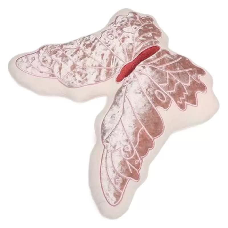 Pink 30cm Butterfly Shaped Throw Pillow - Soft Decorative Cushion with Embroidered Butterfly Design
