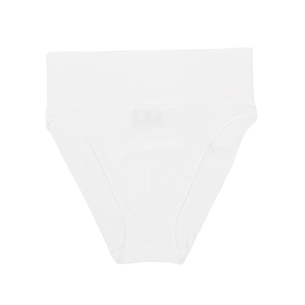 3 Pcs Size M White Microfiber High-Waisted Thong Underwear with Tummy Control - Slimming Comfort