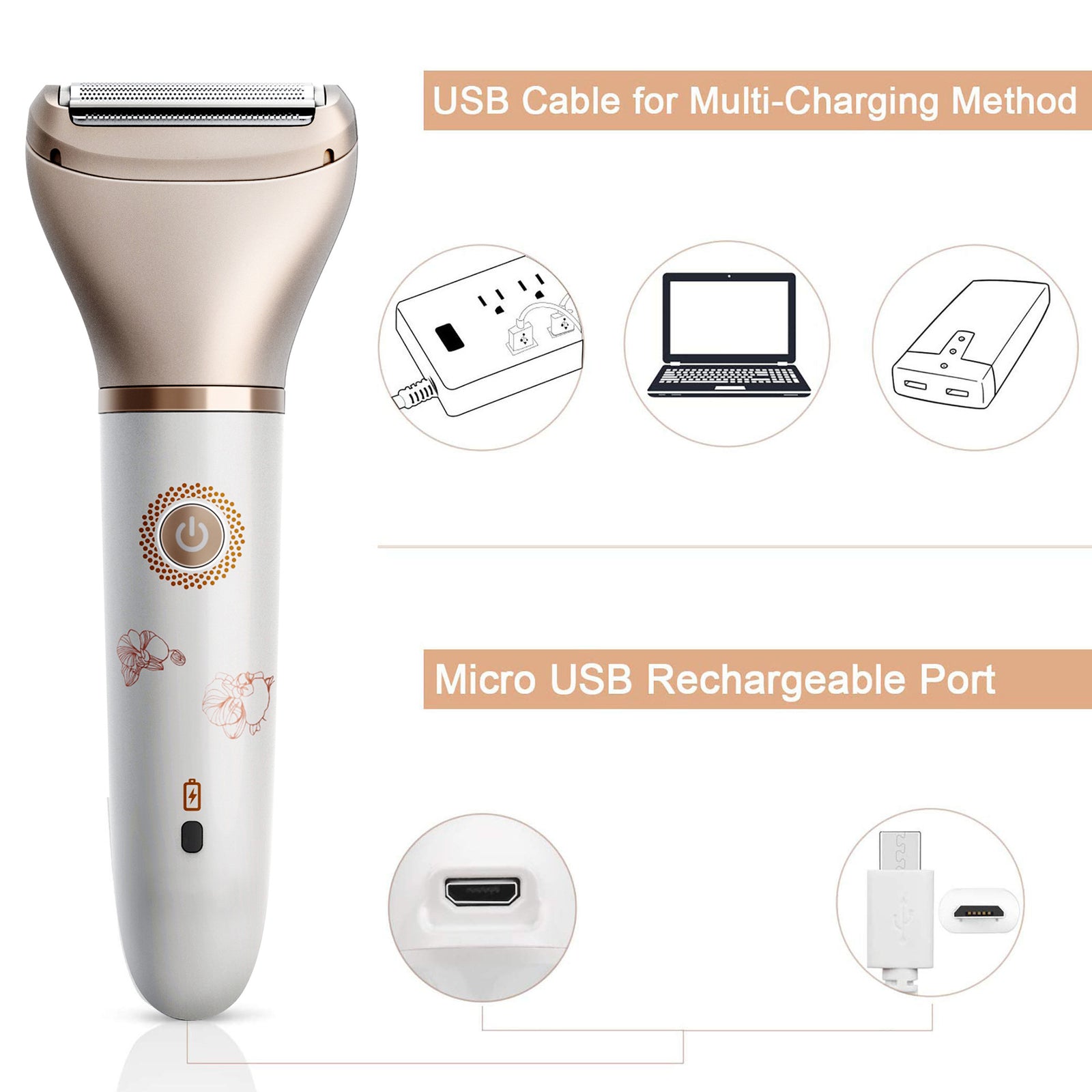 2-in-1 Women's Hair Removal Device - Electric Shaver & Facial Epilator, USB Rechargeable, Waterproof