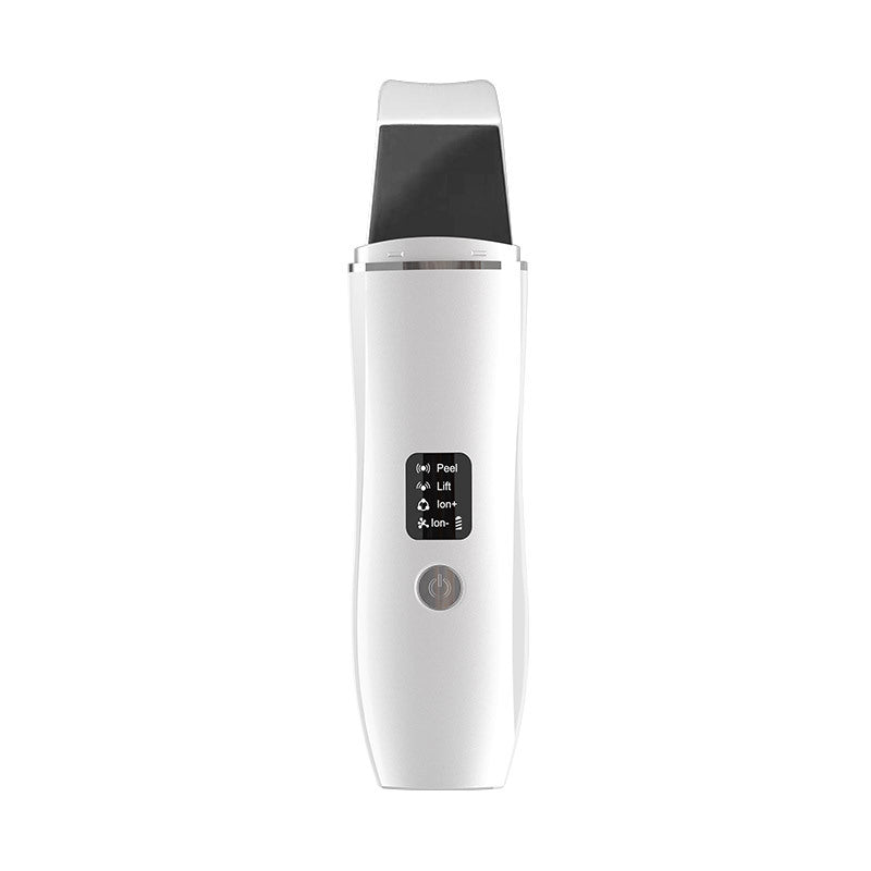 White Ultrasonic Skin Scrubber - Deep Pore Cleansing Facial Exfoliator with USB Type-C Charging