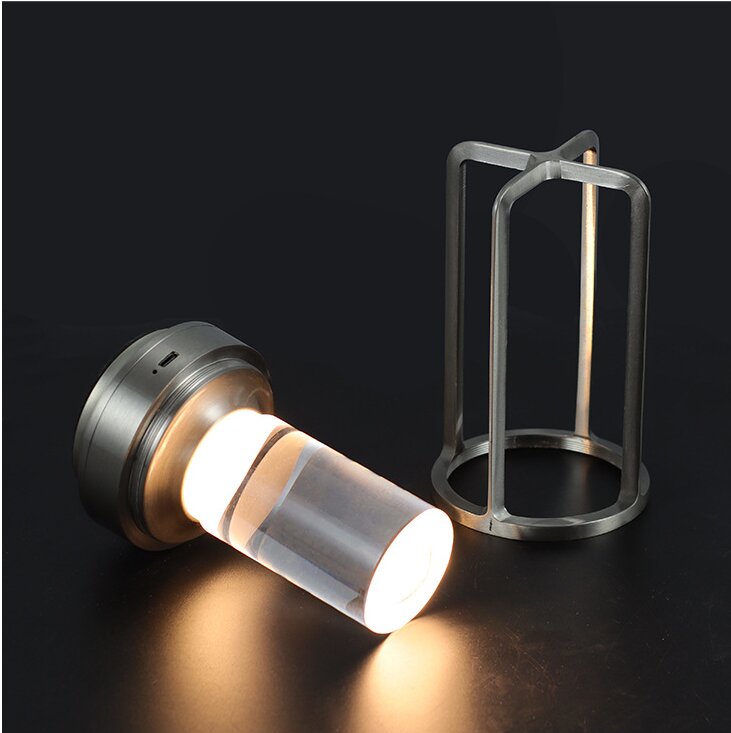 Gold Rechargeable Table Lamp - Touch Dimming 3-Color LED Light for Bedroom and Office