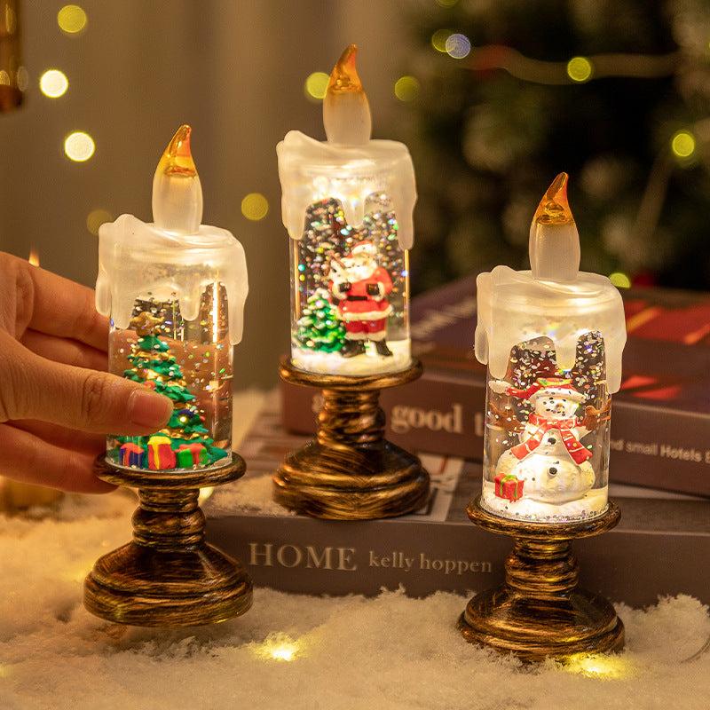 (A set of four) Festive Christmas Candle Lights with Snow Globe Decor - Perfect Creative Holiday Gift