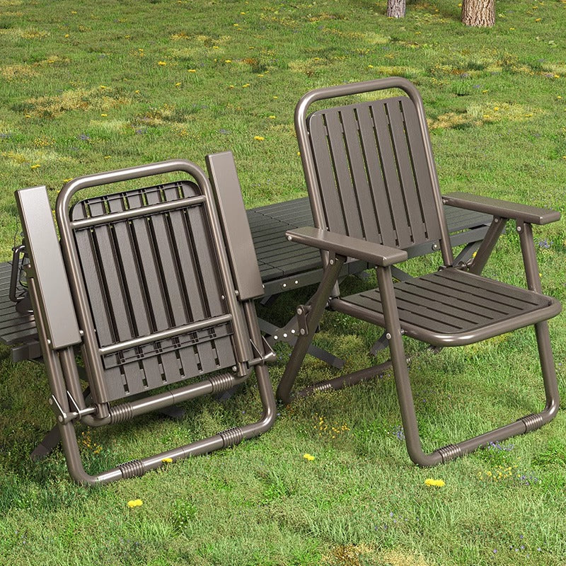 Coffee Portable Folding Chair - Outdoor Beach and Camping Recliner