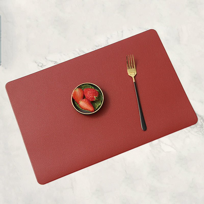 5 PCS Red Nordic Style Leather Placemat - Anti-Slip, Heat-Resistant Table Mat 30cm x 45cm