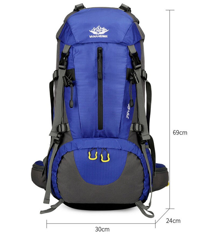 Black 36-55L Outdoor Hiking Backpack - Durable Water Resistant Travel Bag for Trekking, Camping, and Adventure