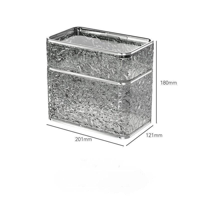 2PCS Stylish Double-Layer Transparent Grey Wave-Textured Tissue Box Holder - Stylish Bathroom Storage