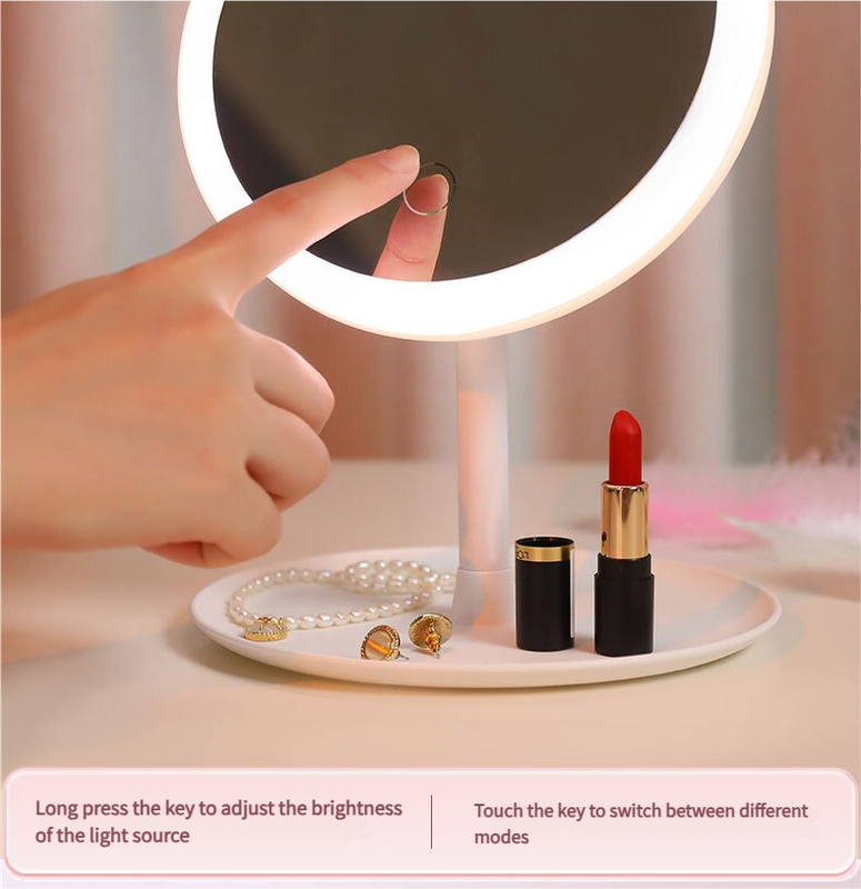 3PCS LED Makeup Mirror with Lights - Portable Tabletop Vanity Mirror, INS Style, Pink