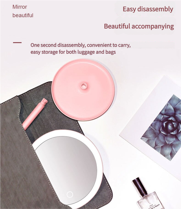 3PCS LED Makeup Mirror with Lights - Portable Tabletop Vanity Mirror, INS Style, Pink