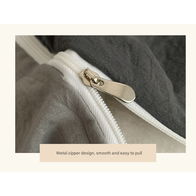 Grey 1.5m Bed Fitted Sheet Set with 200x230cm Duvet Cover - 4-Piece Bedding Set