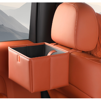 Orange Foldable Car Trash Bin and Storage Box - 23x17x15cm, Space-Saving, Convenient Design