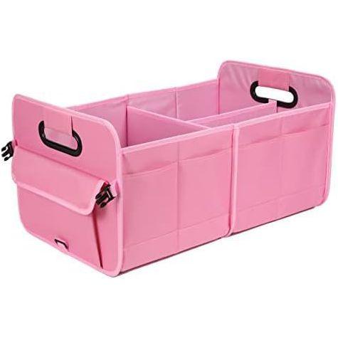 Pink Foldable Car Storage Organizer Basket - 55x32x32cm with Handles, Easy to Fold