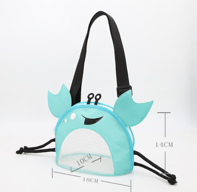 3 PCS Green Cute Crab Mesh Beach Bag for Kids - Shell Collecting Sand Toy Bag for Toddlers