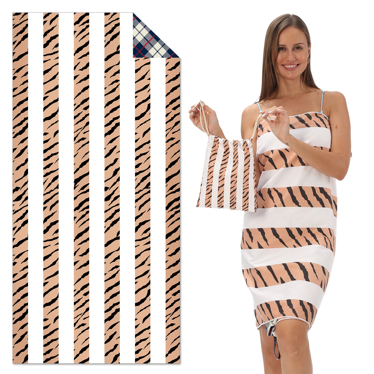 TW2 - Double-Sided Printed Beach Towel - Soft Microfiber - 100x180cm